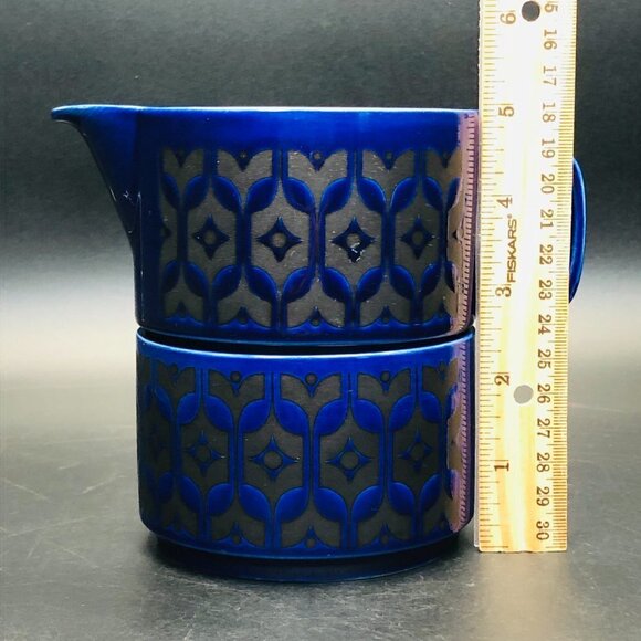 Vintage Hornsea Midnight Blue Heirloom Creamer Open Sugar Set Midcentury Kitchen - Picture 10 of 10